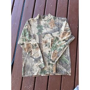 Vintage Duxbak Realtree Camo Mock Neck Shirt Mens XL Long Sleeve Hunting Tee